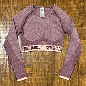 Gymshark Seamless Heathered Long Sleeve Crop Top | Purple Mauve | Never Worn